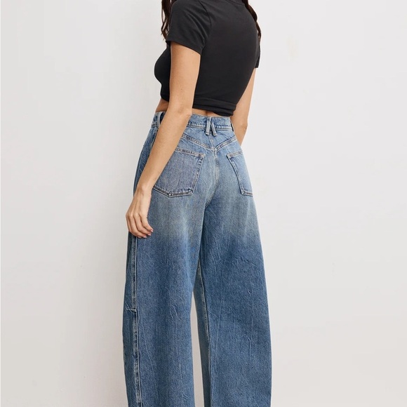 NWT Good American Good Extreme Barrel Jeans in Indigo. Size 0/25 - Picture 4 of 4